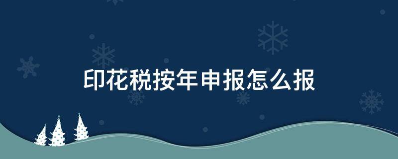 印花税按年申报怎么报（印花税按年申报怎么报不了）