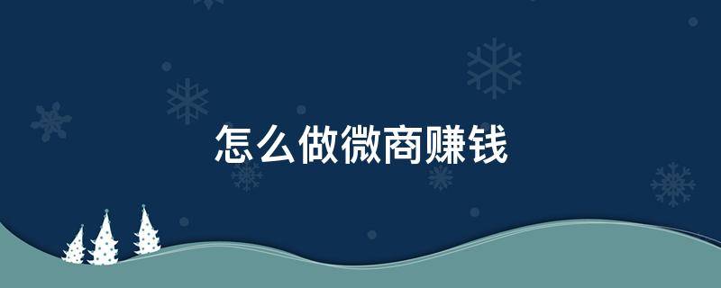 怎么做微商赚钱 做微商怎么做才能赚到钱