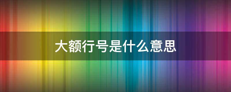 大额行号是什么意思（大额行号是什么意思怎么查）