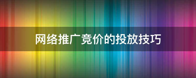 网络推广竞价的投放技巧（网络推广竞价的投放技巧和方法）