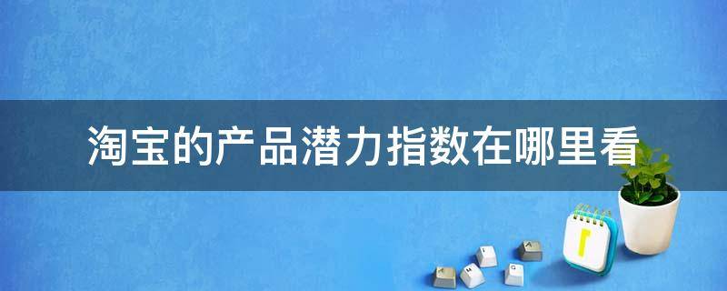 淘宝的产品潜力指数在哪里看 淘宝潜力新品是什么意思