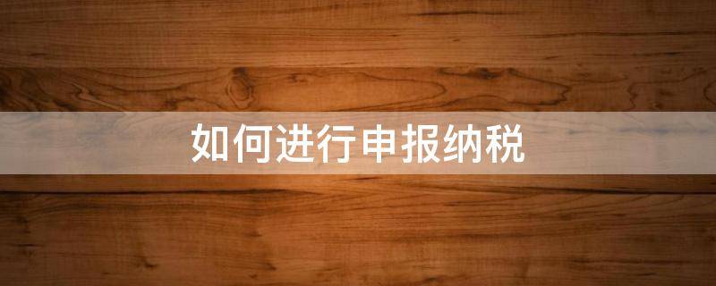 如何进行申报纳税 如何进行申报纳税操作