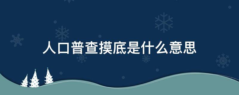 人口普查摸底是什么意思（人口普查摸底是什么意思啊）