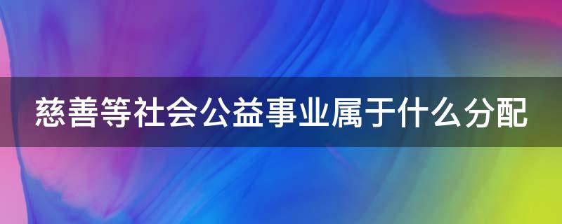 慈善等社会公益事业属于什么分配（公益慈善事业包括）