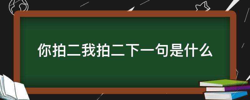 你拍二我拍二下一句是什么 你拍二我拍二下一句是什么是伙伴