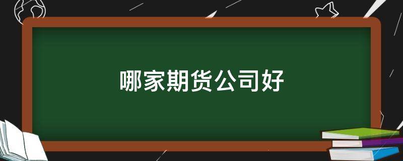 哪家期货公司好 哪家期货公司好