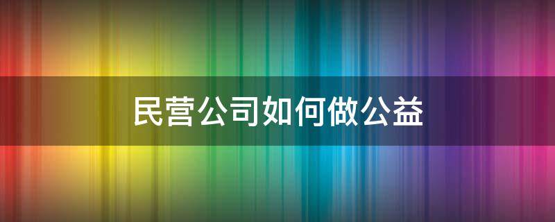 民营公司如何做公益（民营公益组织有哪些）