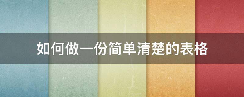 如何做一份简单清楚的表格 怎么做一份简单的表格