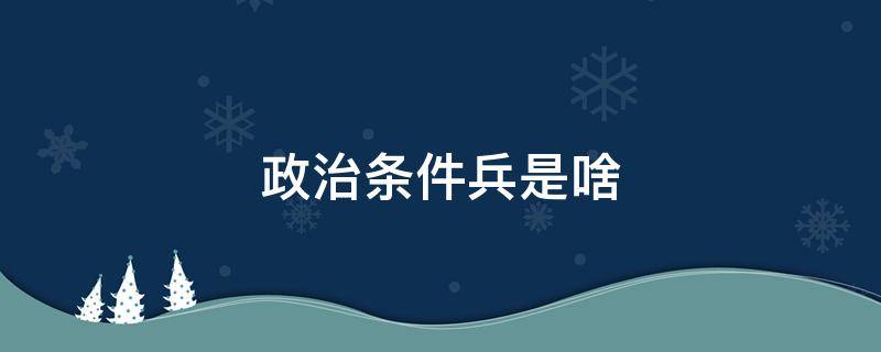 政治条件兵是啥 政治条件兵有前途吗