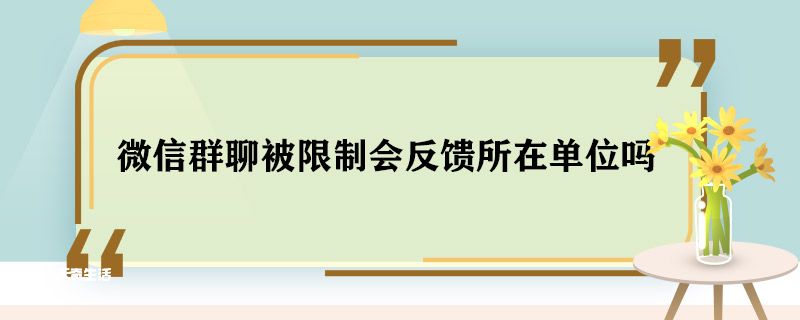 微信群聊被限制会反馈所在单位吗 微信群聊被限制会怎么样