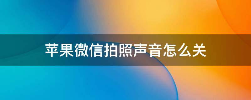 苹果微信拍照声音怎么关（苹果微信里面拍照声音怎么关）