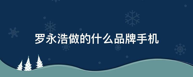 罗永浩做的什么品牌手机 罗永浩出的什么品牌手机